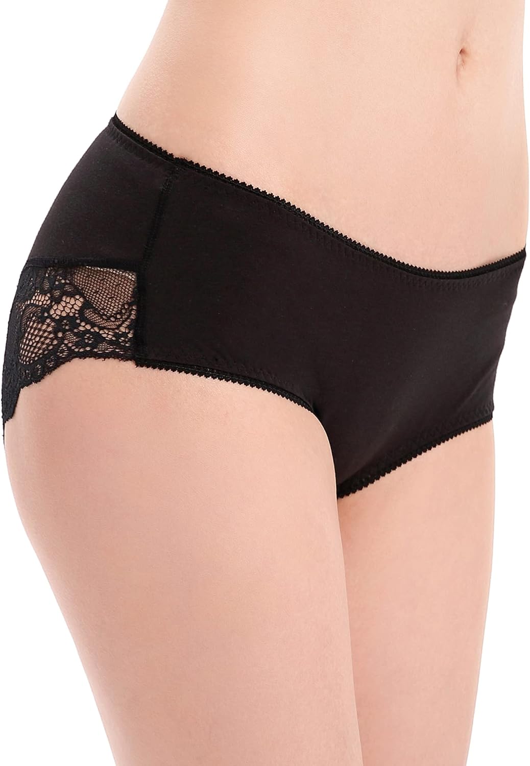 Women's 4 Pack Cotton Mid Rise Full Coverage Lace Hipster Brief Panty Underwear - Image 4