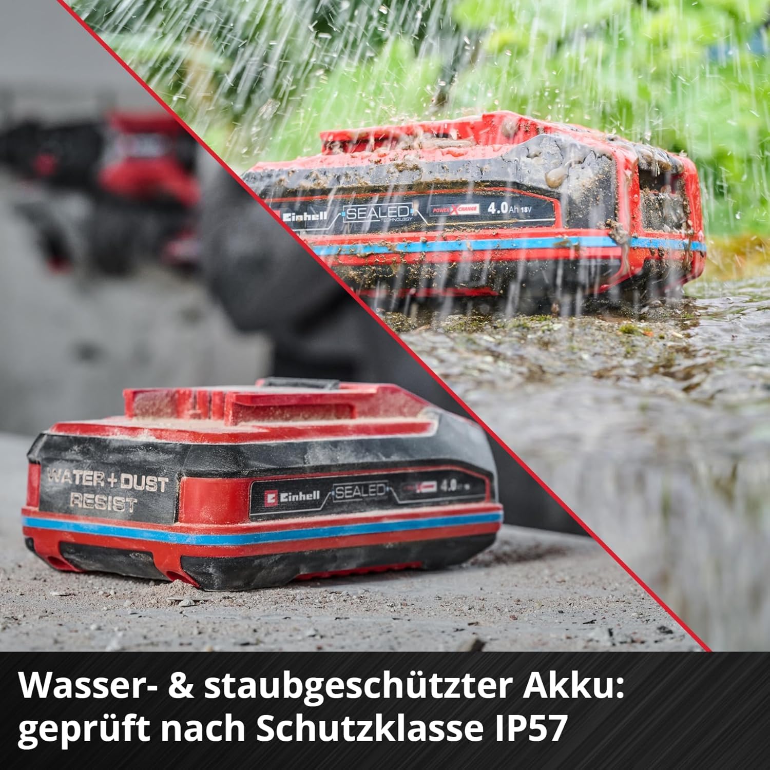 Original Einhell 18V 4,0 Ah Sealed Power X-Change Plus (18 V Akku, Wasser- & staubgeschützt, Schutzklasse IP57, universell verwendbar für alle PXC-Geräte, ohne Ladegerät)