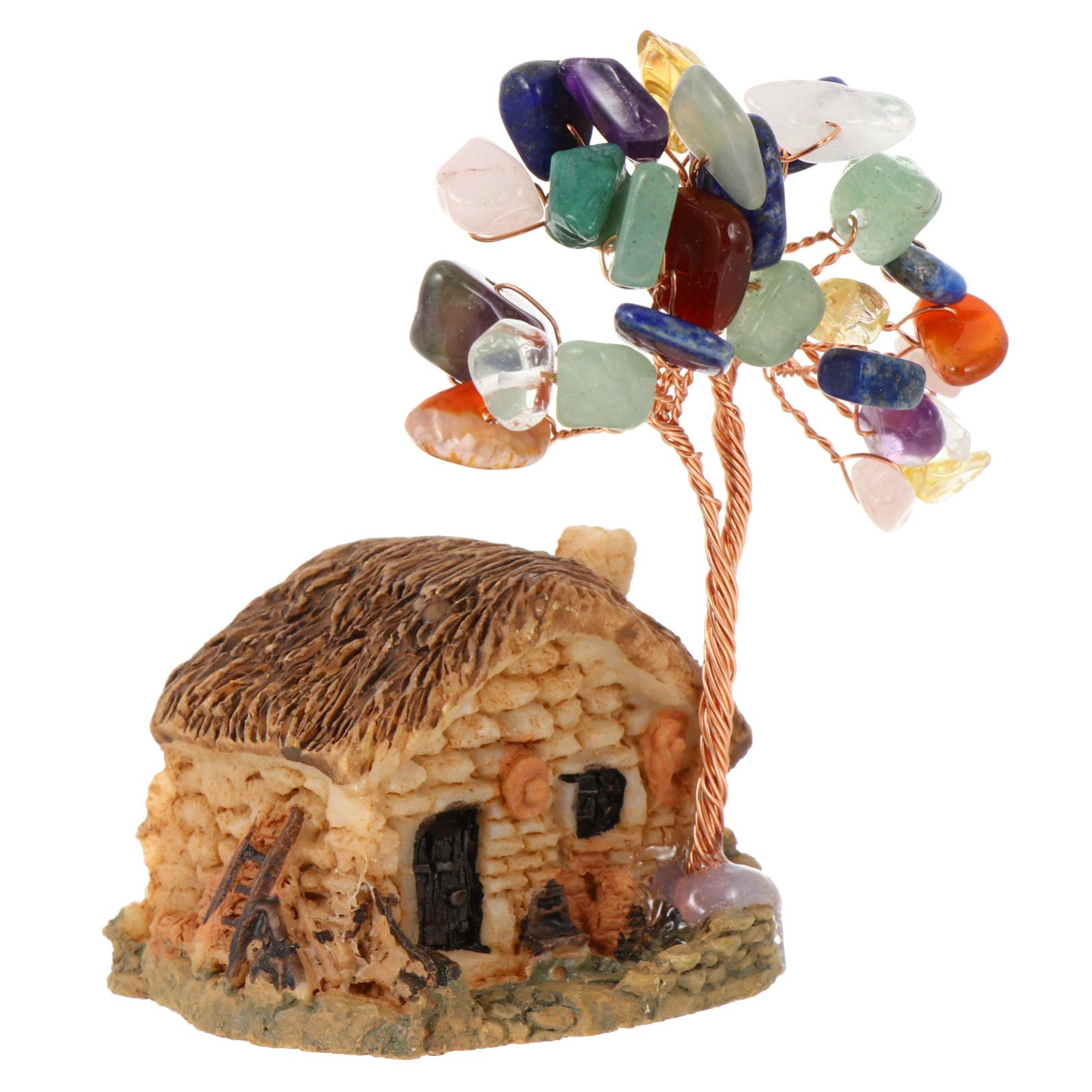 YARNOWDesktop Decor Agate Decor Fortune Money Tree Gemstone Tree House Mini Villa House Bonsai For Wealth Desktop Decoation House Accessories Chinoiserie Decor Home Décor