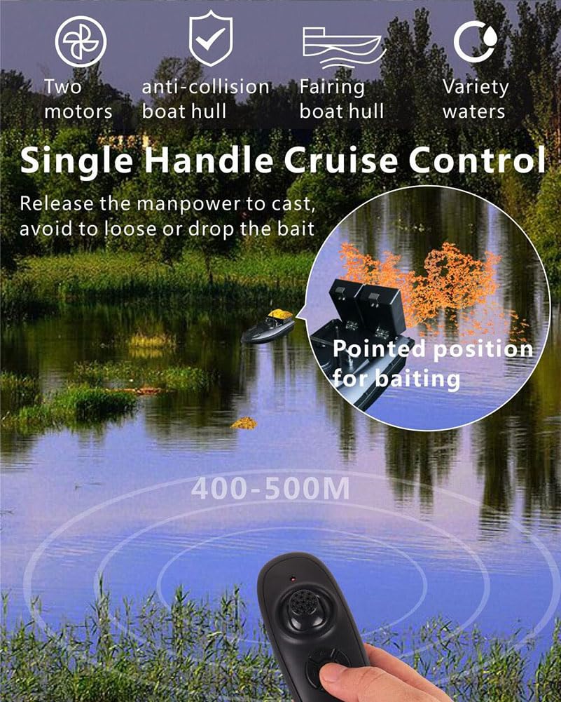 Barca da pesca RC con GPS, doppio magazzino, crociera automatica, luce LED, Fish Finder, batteria 12000mAh per una caccia efficace ai pesci