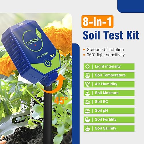 Miniatura 8 de YINMIK Medidor digital de pH del suelo para jardineros, probador de pH directo del suelo para el cuidado de las plantas, mide el pH de la solución,