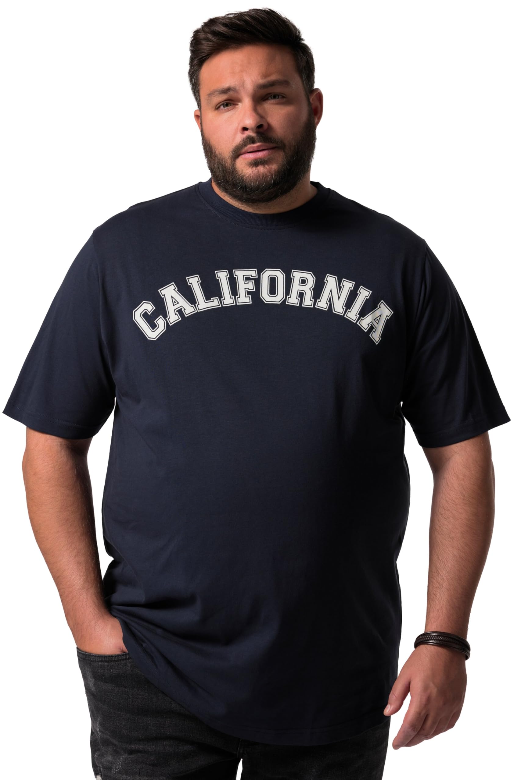 Men Plus Herren große Größen Übergrößen Menswear L-8XL T-Shirt, Halbarm, Brustprint 835038