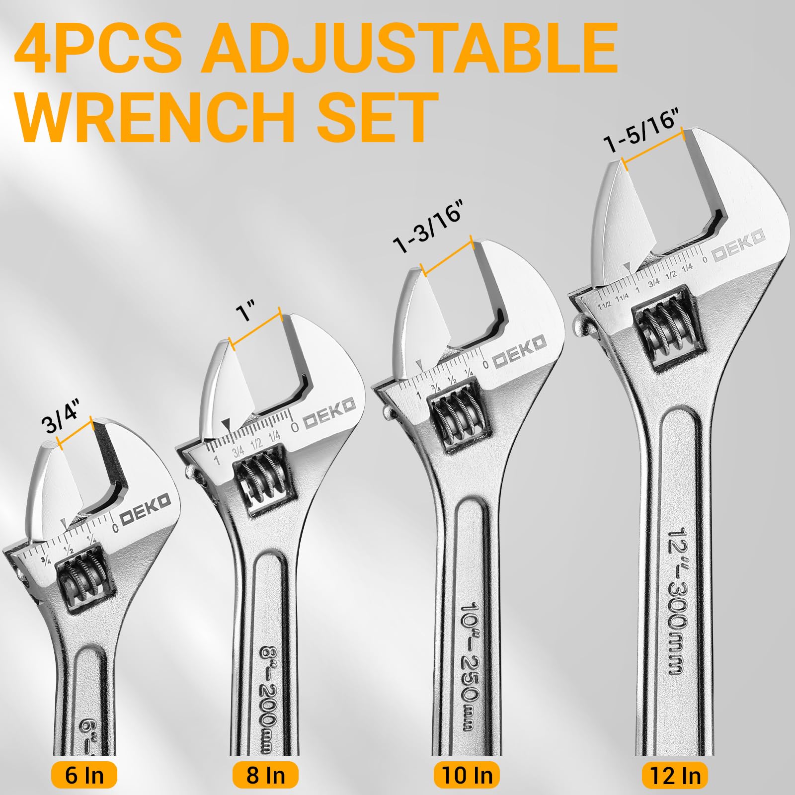DEKOPRO Adjustable Wrench Set - 4 Piece -3