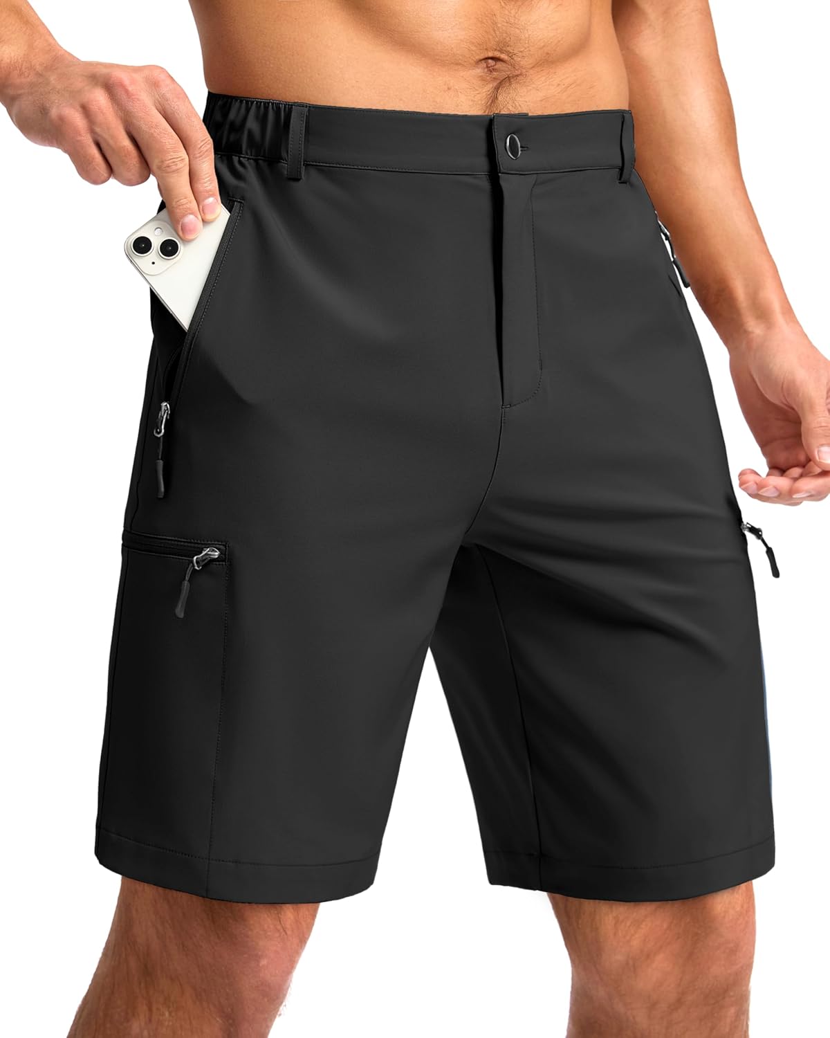 G Gradual Mens Hiking Cargo Shorts with 4 Zipper Pockets 9" Quick Dry Lightweight Casual Work Shorts for Men Golf Fishing