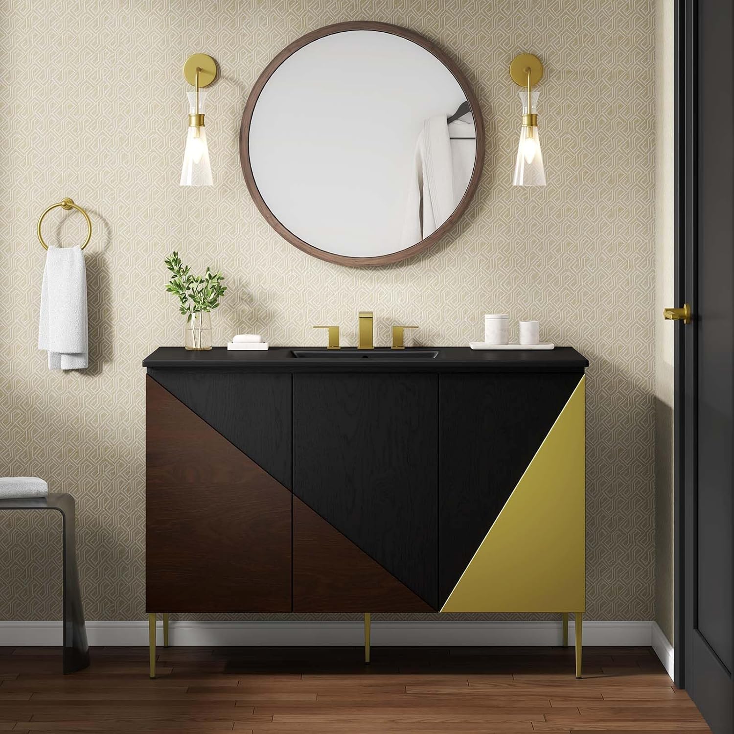 Modway EEI-6467-BLK-BLK Alchemist 48" Single Sink Bathroom Vanity, Black Black