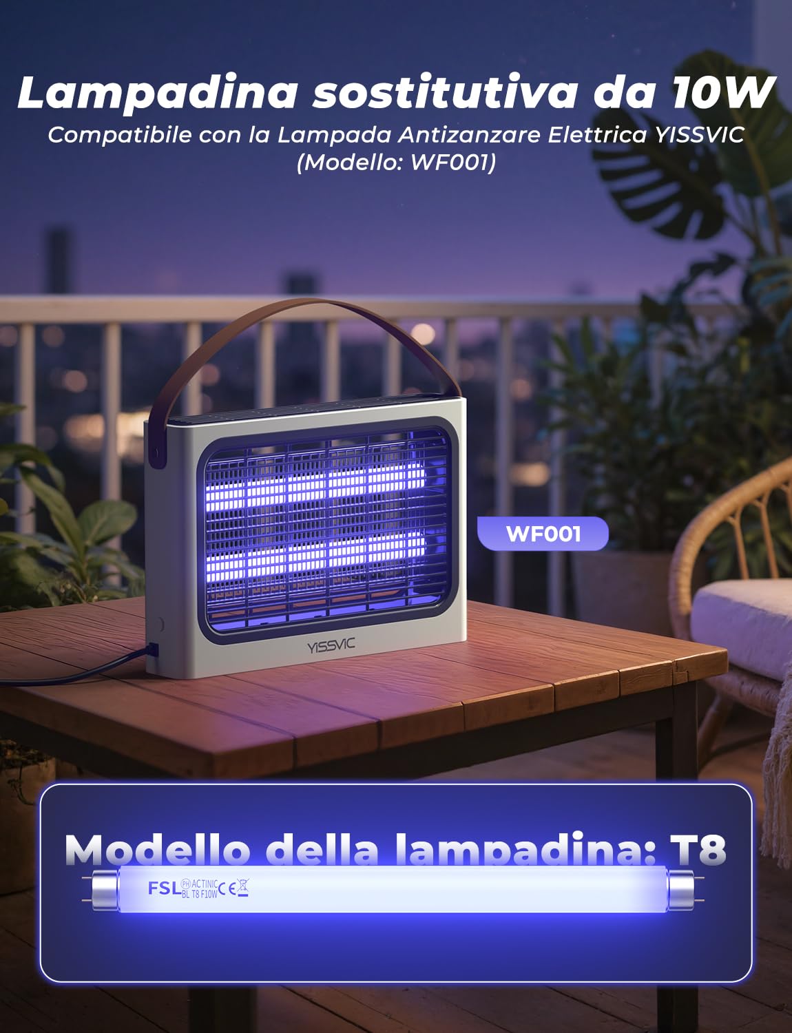 YISSVIC 4 Pezzi Lampada UV di Ricambio T8 per Lampada Antizanzare Elettrica da 20 W