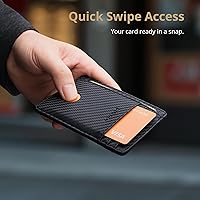 Vista 145 de Buffway - Billetera delgada minimalista de cuero con protección RFID para hombre y mujer Café Lichee