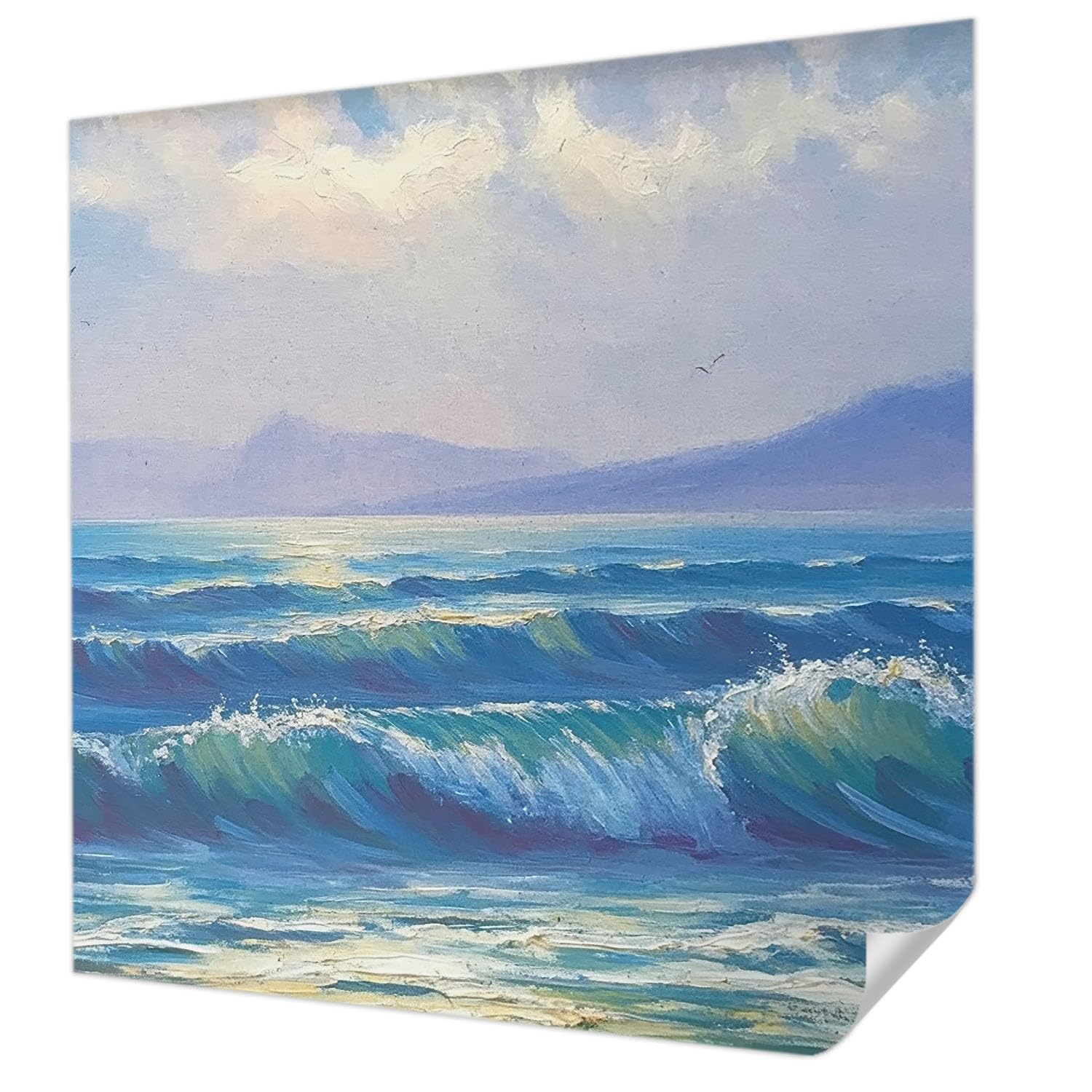 Décor mural adhésif vagues de la mer pour un salon apaisant