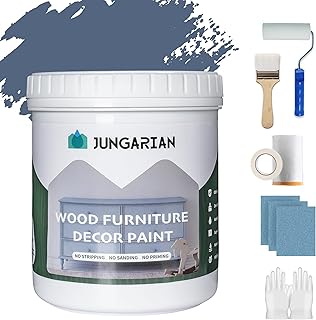 Furniture Paint Kit 16oz with Tools - Water-based & Low Odor All-in-One No Sanding - Matte Finish Indoor Outdoor Wood Paint for Cabinets, Doors, Tables and Dressers - Aleutian