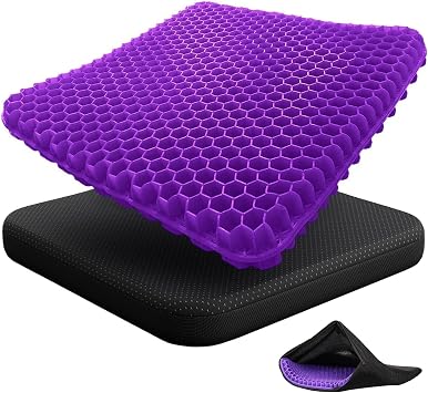 Soft Sitter Cushion Gel Seat Cushion for Long Sitting, Car Seat Cushion with Non-Slip Covers, Honeycomb Cushion for Relax Back & Sciatica Gel Cushion for Sitting Car Office Home Seat Cushions