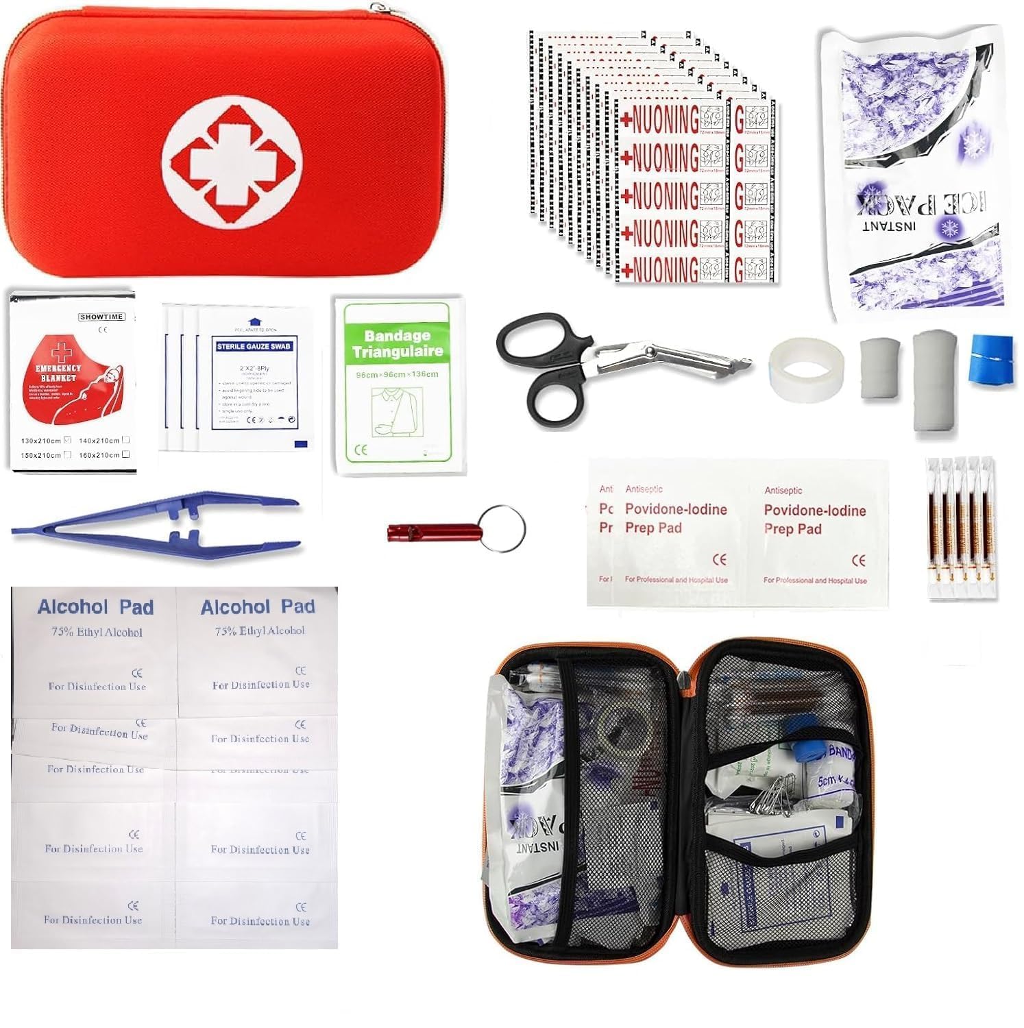 44 Pcs First Aid Kit, with Foil Blanket & Scissors, Mini First Aid Bag for Emergency, Home, Camping, Travel, Sports, Office, Outdoor, Car, School (44 Pcs First Aid Kit)-image-32