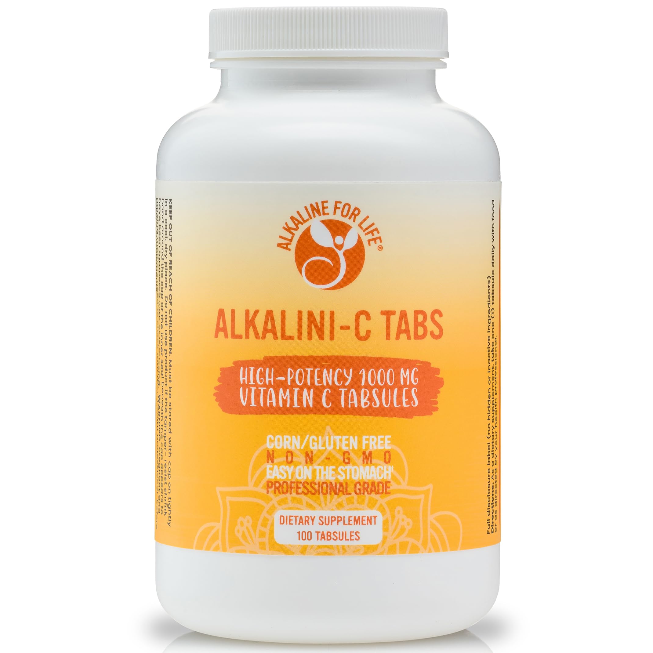 Alkalini-C Tabs| Corn-Free | GMO-Free | Alkalizing Nutrients Forms | 1000 MG Per Tab | Professional Grade Vitamin C as L-Ascorbate NOT Ascorbic Acid