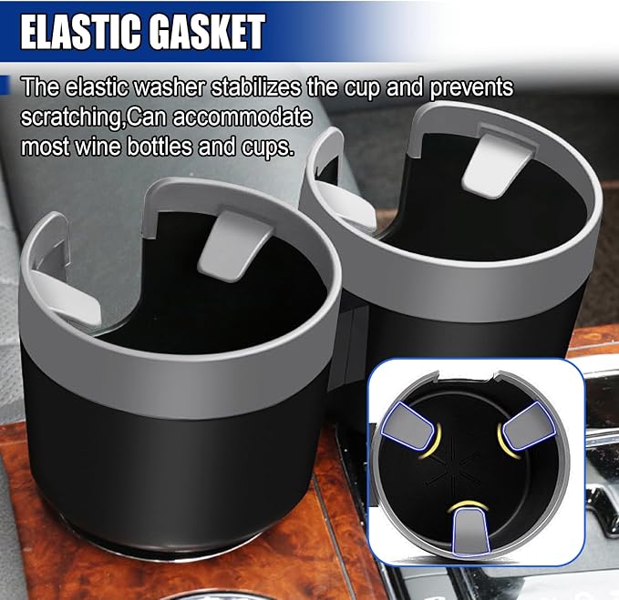 Extensor Portavasos Doble para Auto Gris miniatura 5