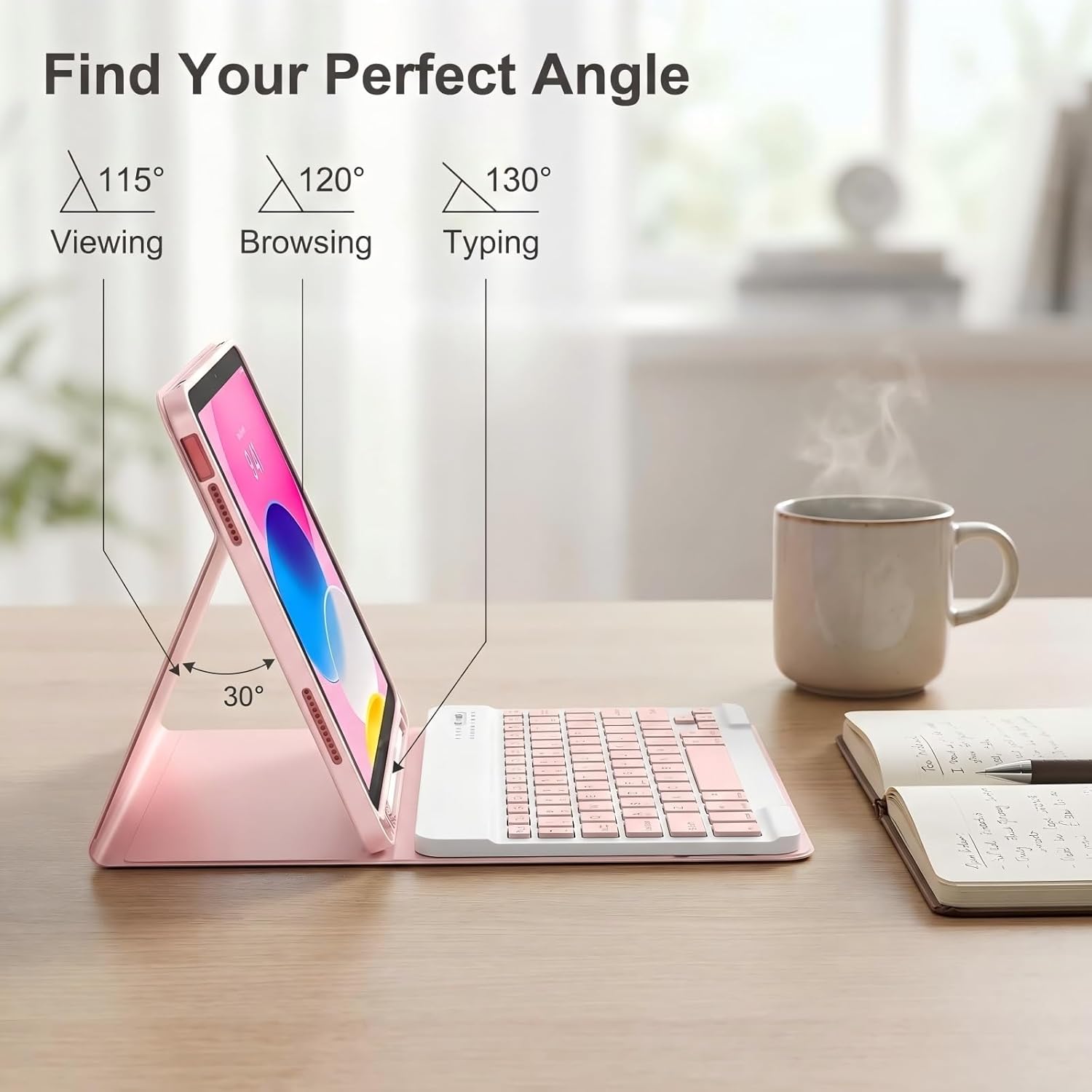 Keyboard Case for iPad 10th/A16 11th Generation (2022/2025) 11-inch–7-Color Backlit,Detachable Wireless Bluetooth Keyboard Case Thin & Light with Built-in Pencil Holder with Mouse.(7 C Pink)