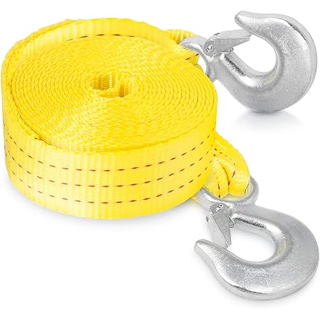 Neiko 51005A Heavy Duty Tow Strap with Safety Hooks | 2” x 20’ | 10,000 LB Capacity | Polyester