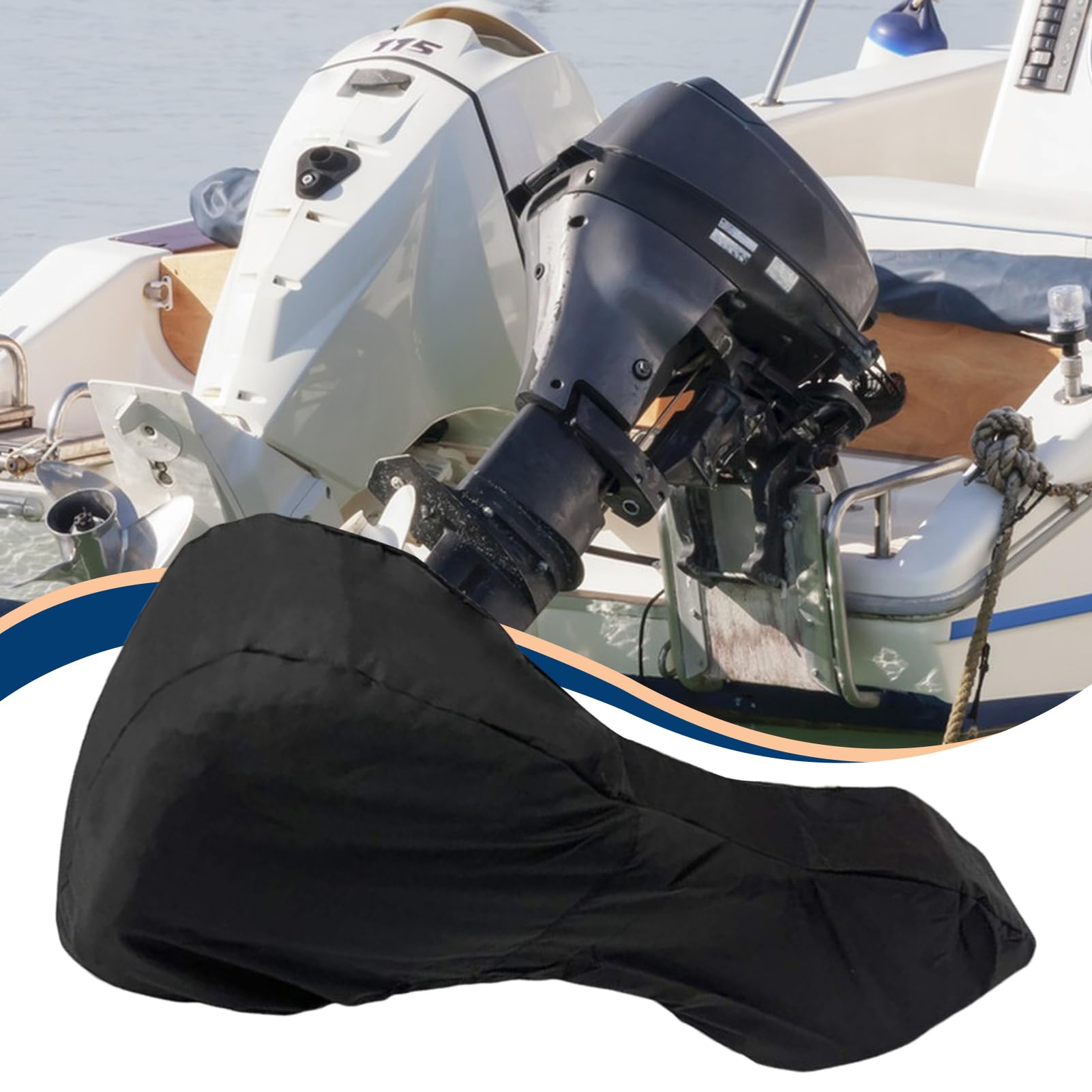 Copertura per motore fuoribordo, copre motore di sollevamento barca 210D | per potenza 15-100 CV resistente sbiadimento, protezione impermeabile, protegge contro sole e pioggia