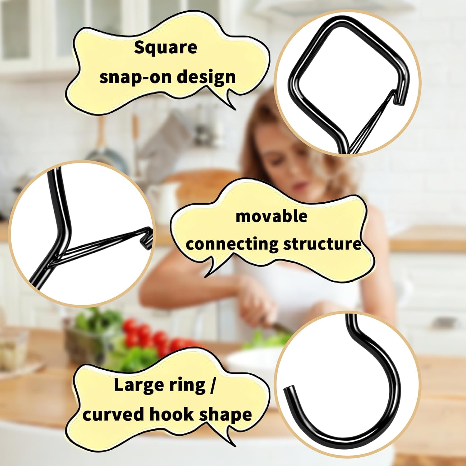 Heavy Duty S Hooks for Hanging with Lock, 4.72 Inch Metal Screw Hooks for Plants, Kitchen Utensils, Bags, Towels, and Outdoor Storage, Plant Hangers and Hanging Hooks (Black, 20 pcs)