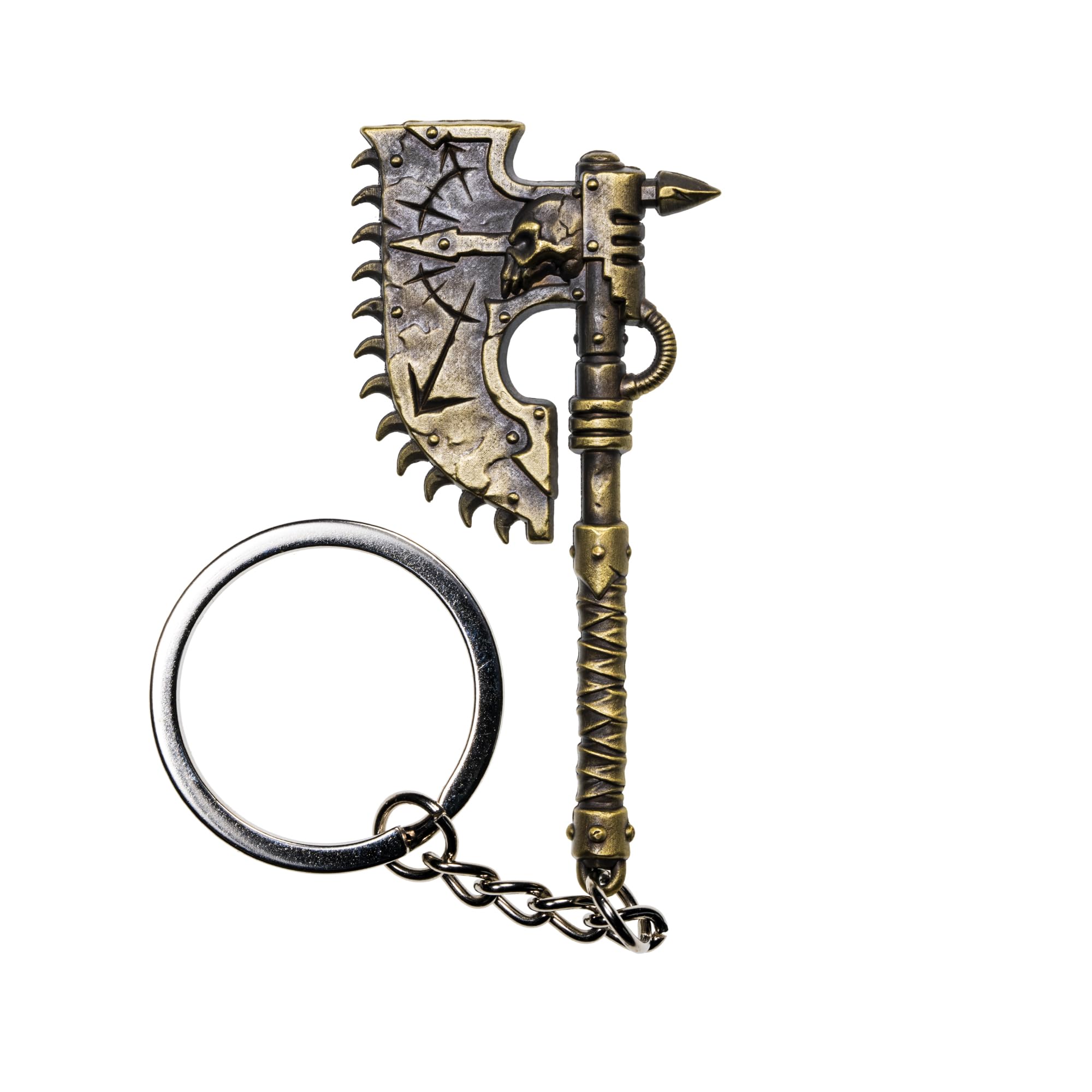 Starforged Men's Chaos Chainaxe Keychain Compatible With Warhammer 40K Chaos Axe Mans Keychain