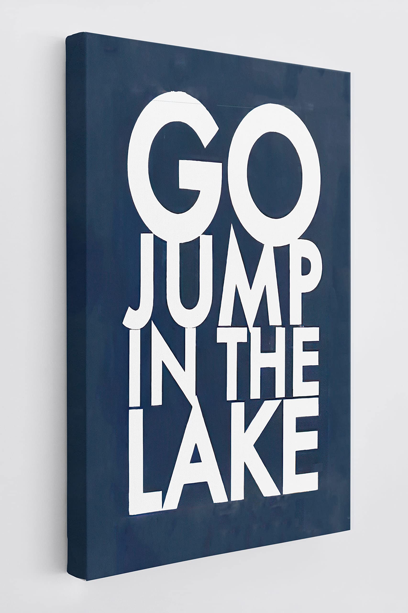 BXFAHZJ Go Jump In The Lake Wall Art Canvas Farmhouse Lake Theme 11x14 Inch Prints Decor For Lake House Home Bedroom Gifts For Lake Lover, Lake