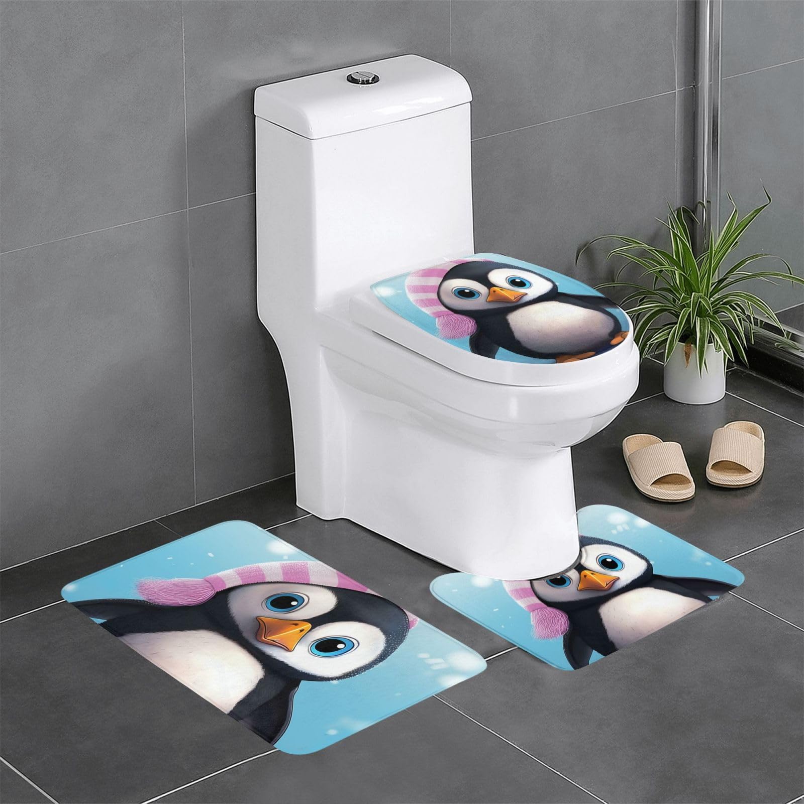 Tapis de bain pingouin adorable pour une salle d'eau douce et joyeuse