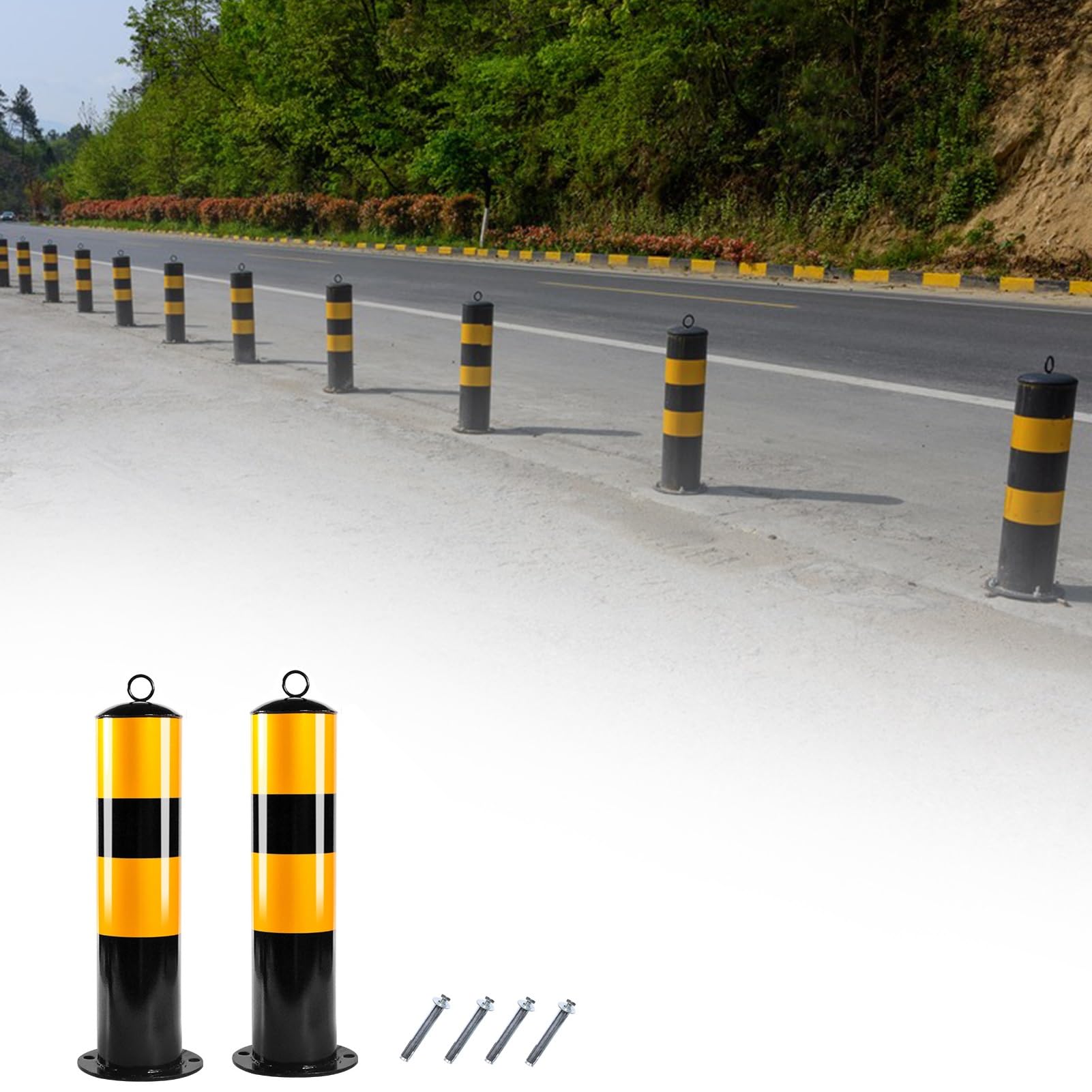 2 conos de seguridad for señalización vial, bolardos seguridad for entradas de vehículos, conos control acceso pernos, postes delimitadores de tráfico for obras/estacionamientos(50cm Height)