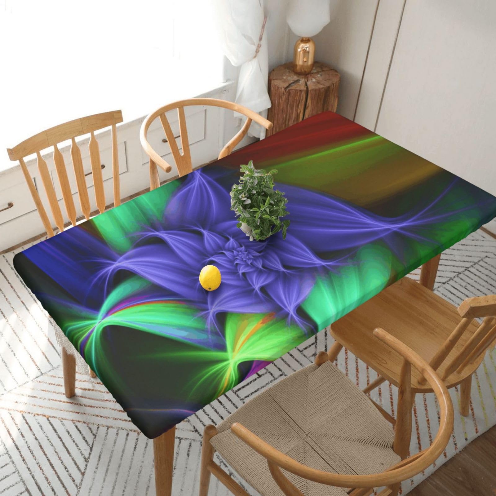 BNVSADC Abstract Floral Printed 5FT Tablecloth Polyester Kitchen Water Resistant Table Cloth Dining Table Decoration Table Covers, 152x76 CM
