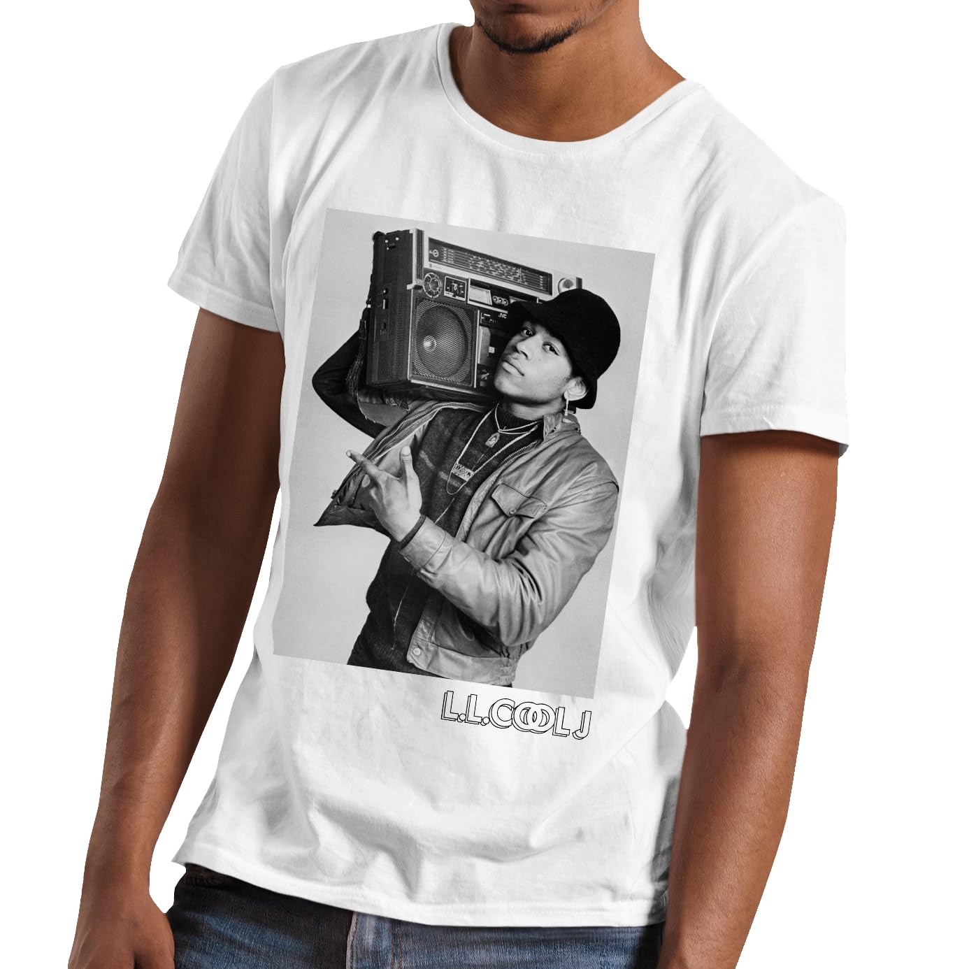 Rock The BellsL.L. Cool J Boombox Photo Men's and Women's Short Sleeve T-Shirt