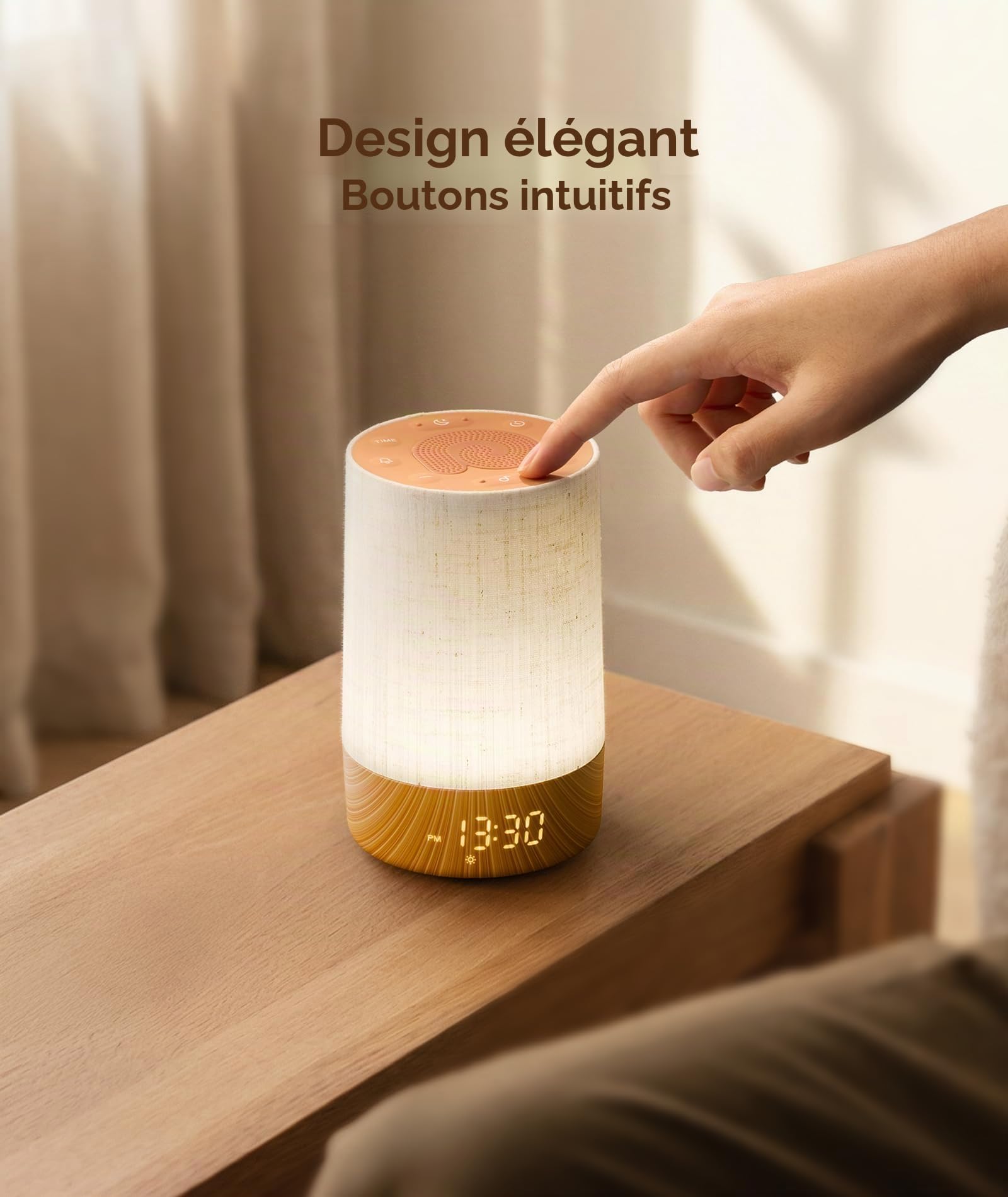 Dreamegg Réveil Lumineux Simulateur d’Aube, Machine Bruit Blanc 29 Sons Apaisants, Lampe de Chevet 20 Niveaux Luminosité, Écran 5 Niveaux, Minuterie & Snooze