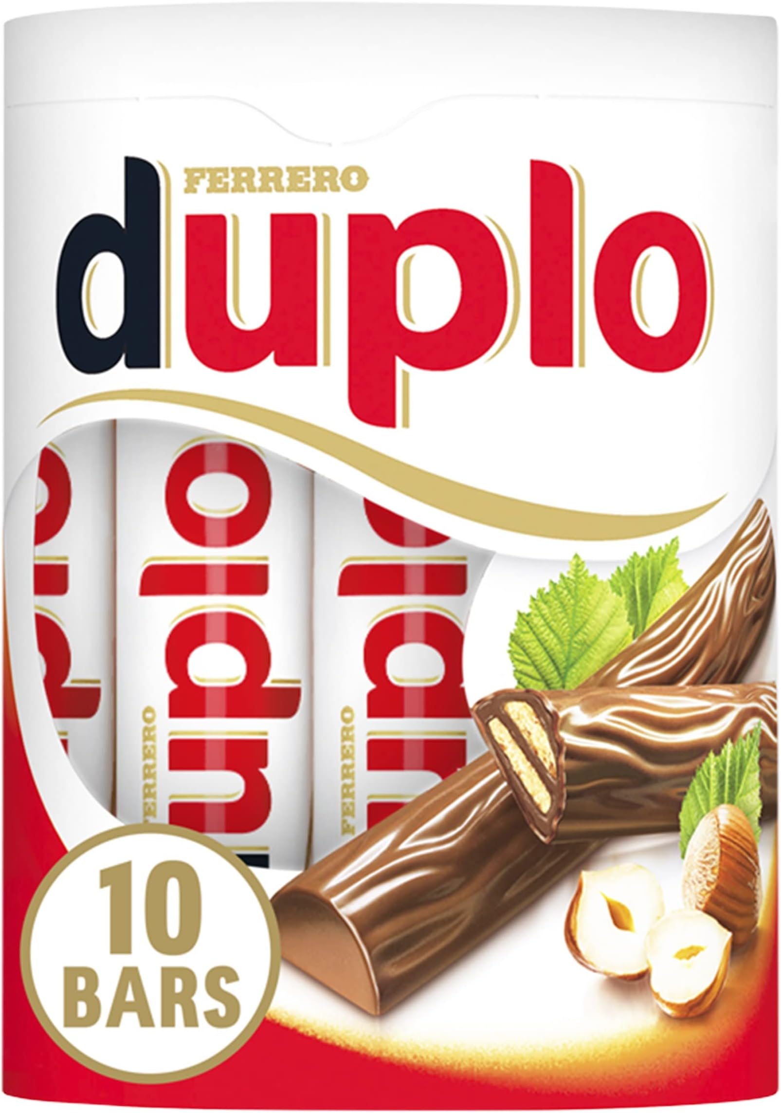 Ferrero Duplo Biscut Bars, Easter Gift for Adults and Kids, Milk Chocolate Crunchy Bar with Hazelnut Filling, Pack of 10 (10pcs)