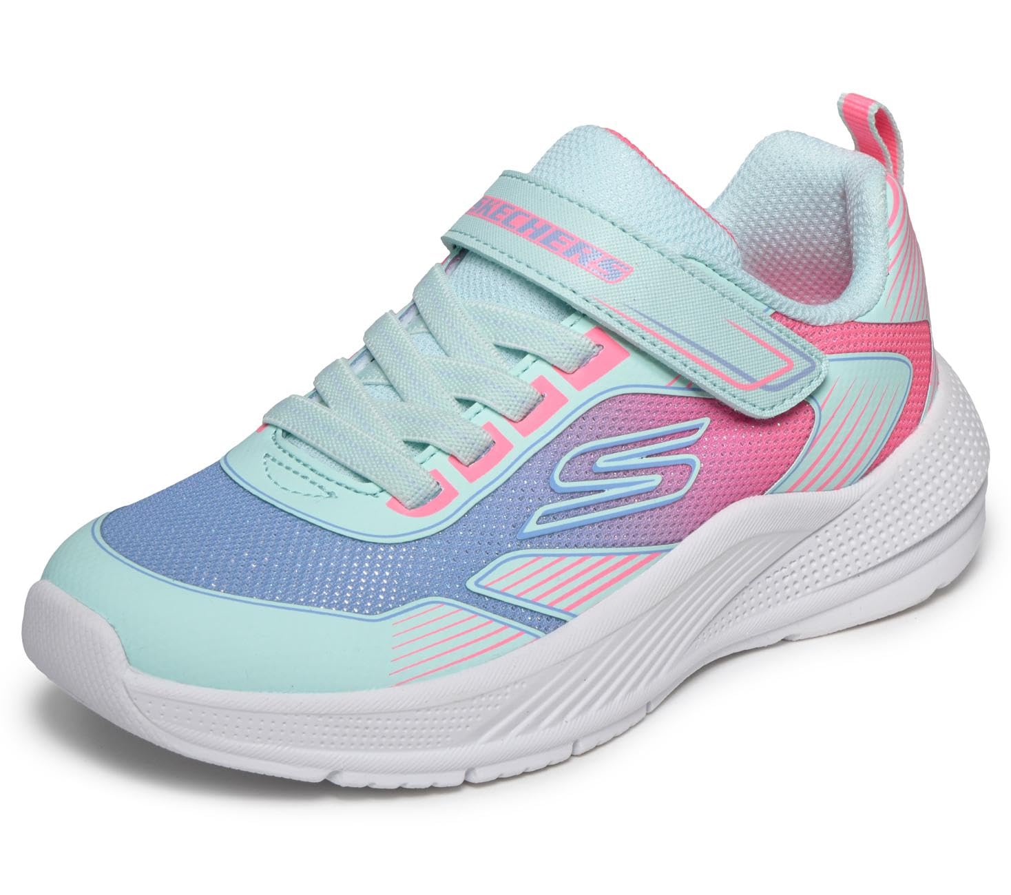 Skechers MICROSPEC Advance Oasis Point Sneaker, Aqua, 3 UK