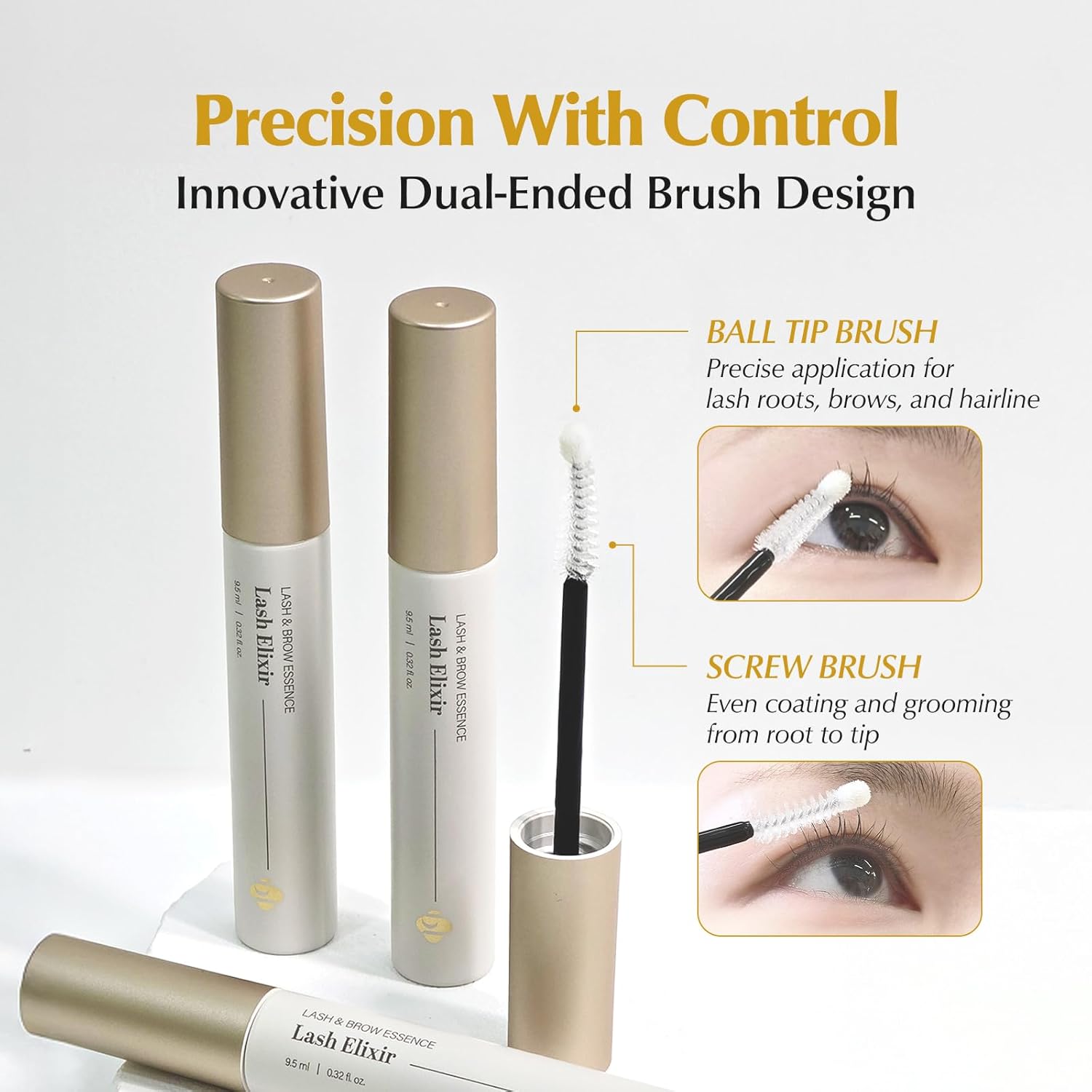 BL Lashes Elixir | 3-in-1 Eyelash Growth Serum with Peptide Complex & Biotin for Longer Fuller Thicker Lashes | Lash Growth Enhancer for Women(0.32 fl oz)