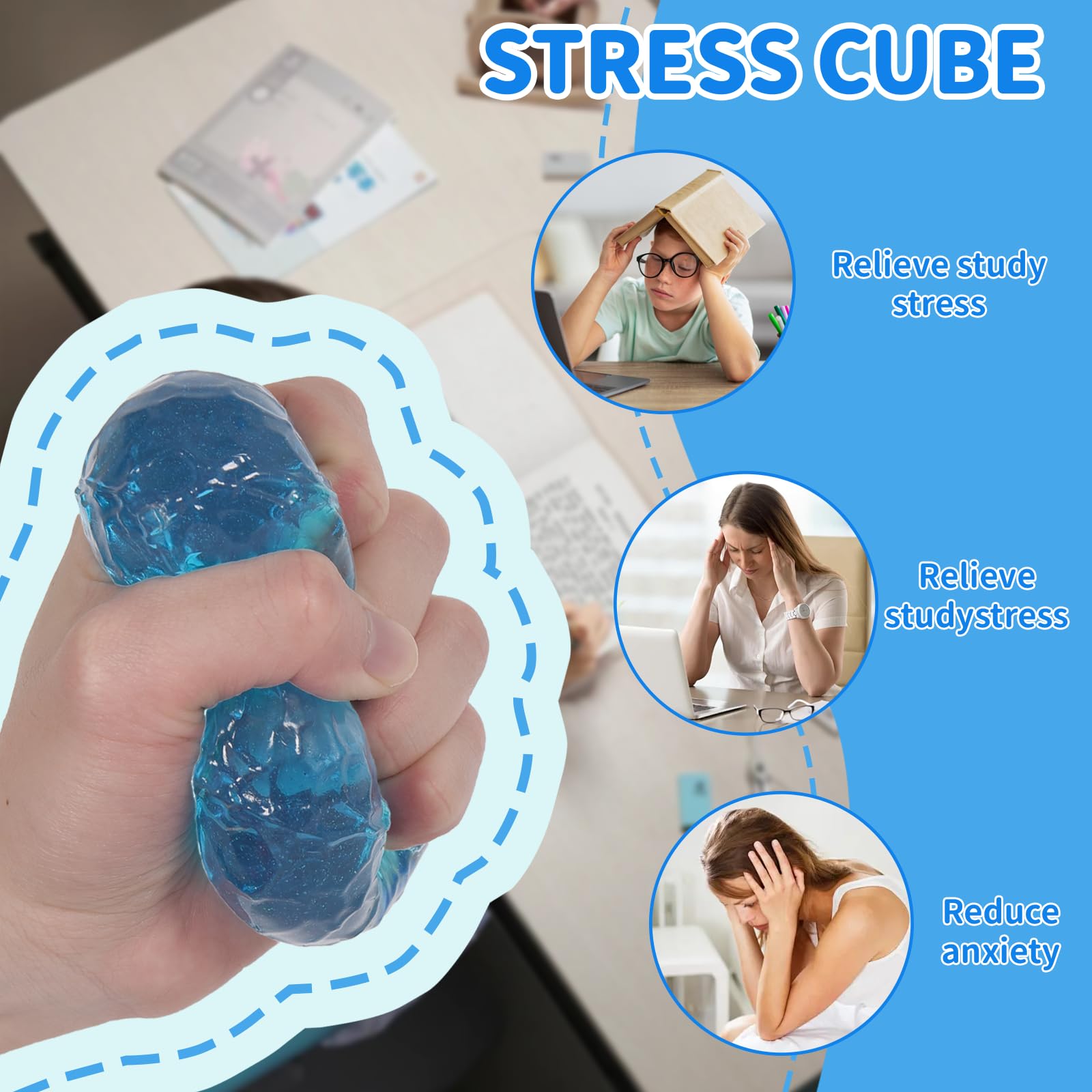 Graphinza Honeycomb Ice Cube Squishy Cubes, Durable Squeeze Toys Autism Stress Ball - Image 4