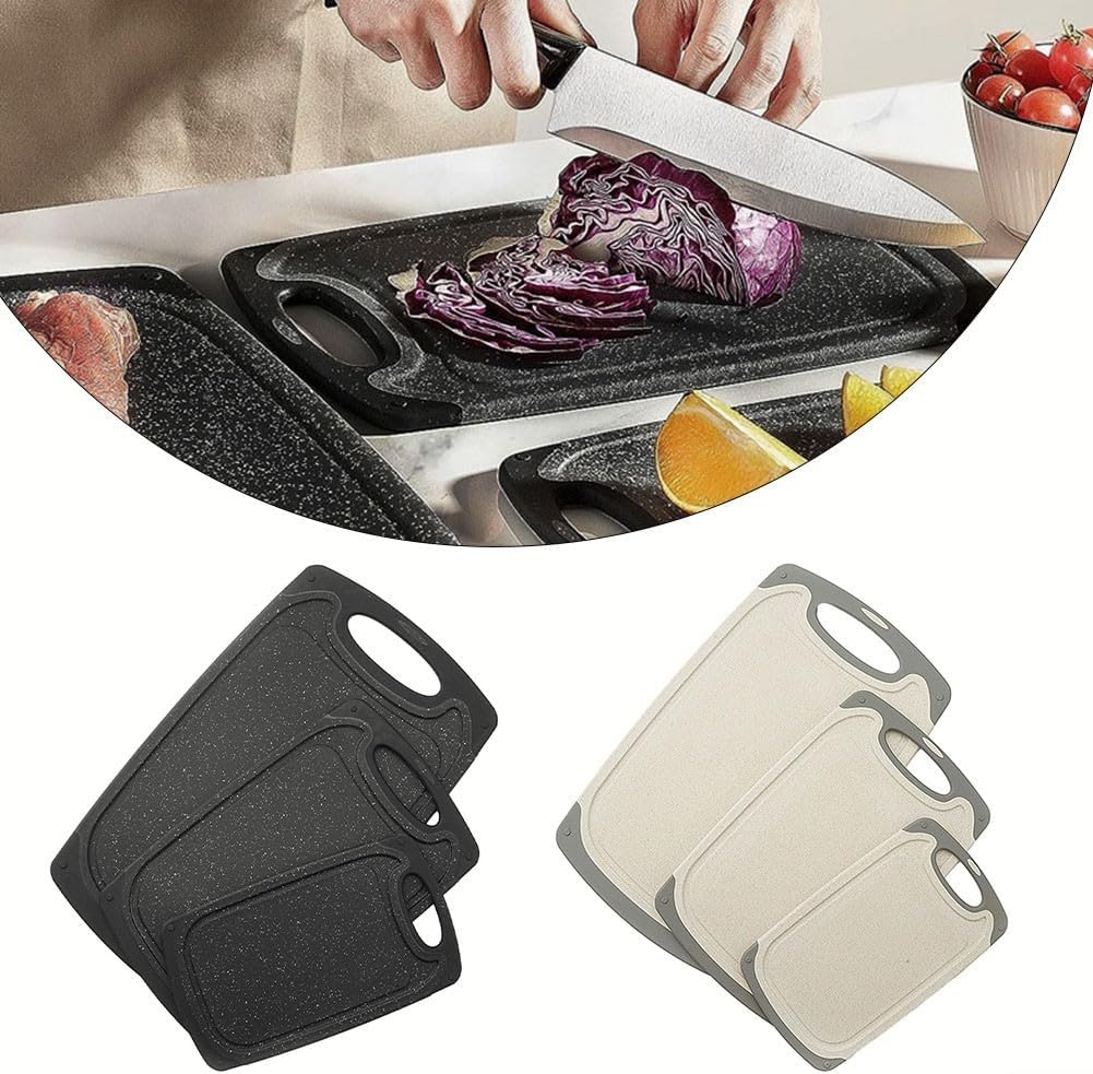 Hygienic Cutting Board Set - Reusable Chopping Block for Safe Food Handling, Easy Grip, Pack of 3(A)