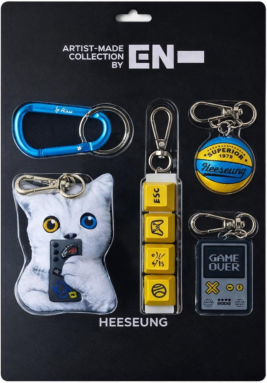 ENHYPEN [BY ENHYPEN - HEESEUNG] EVAN'S UNSERIOUS KEYRING PACKAGE + 1 Official PhotoCard & 3 Extra Photocards Set(YELLOW ver.)