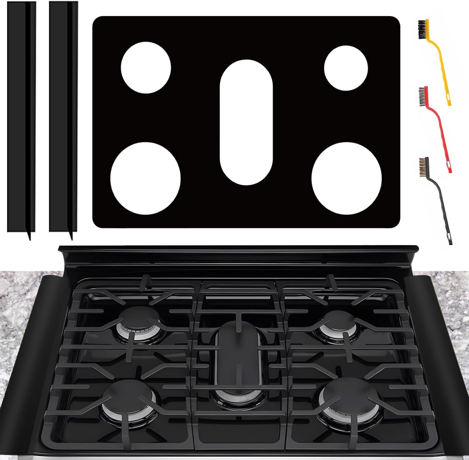 Stove Cover with Stove Gap Covers for LG 30 Inch Gas Range Model LGLDG4315 LRG4115 LRG4113 LDG4313 LRGL5825 LRGL5925 LSGL6335DF, Upgraded 0.4MM Reusable Stove Burner Covers for Stove Protector