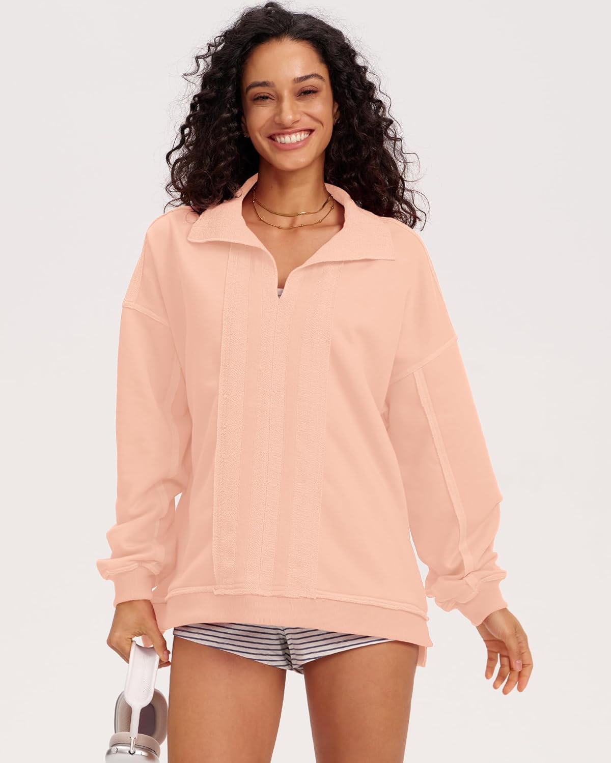 Locachy Women's Casual Oversized Sweatshirt V Neck Long Sleeve Pullover Tops Fashion Outfits Clothes - Image 6