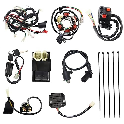 Vista 22 de PRO BAT GY6 Arnés de cableado eléctrico completo con tapa impermeable CDI bobina solenoide GY6 125cc 150cc 200cc 250cc chino arranque eléctrico