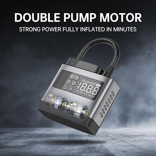 Miniatura 4 de Mini inflador de neumáticos, compresor de aire portátil con luz LED, bomba de aire para bicicleta, mini bomba de neumáticos de coche con manómetro