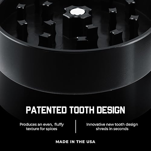Miniatura 6 de Santa Cruz Shredder Molinillo de hierbas de metal con parte superior moleteada para un agarre más fuerte, 3 piezas, grande de 2.7 pulgadas (negro)