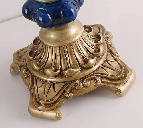 Miniatura 7 de JITEM Lámpara de Mesa Lámpara de mesa de estilo victoriano hecha a mano antigua pequeña lámpara de noche de tela azul con cuerpo de lámpara de