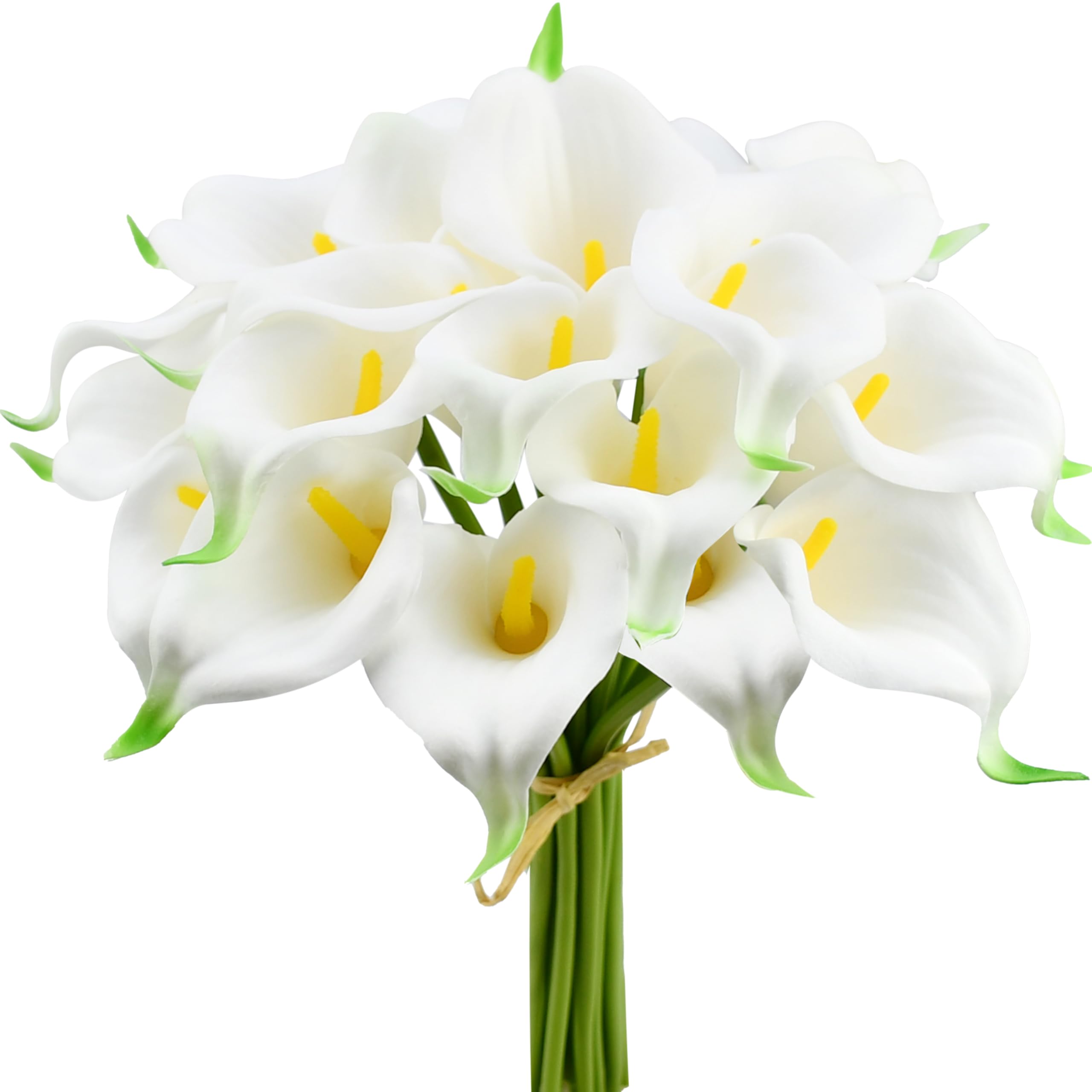 Mandy's PU White Calla Lily Artificial Flowers 20 Stems 13.5in Faux Realistic Centerpiece DIY Bridal Bouquet Home Décor
