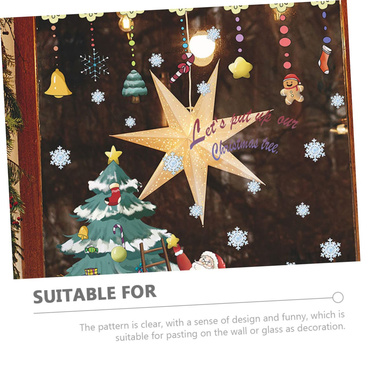 HOMSFOU 8pièces Autocollants De Noël Pour Fenêtres Décoration Festive Avec Père Noël Et Cloche Facile à Appliquer Retirer Parfaits Pour Vitrines Maison Ambiance Joyeuse Pour Fêtes