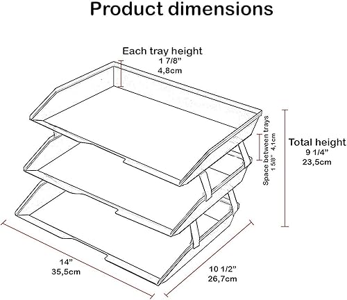 Miniatura 7 de Acrimet Facility - Bandeja de letras de 3 niveles de carga lateral de plástico para escritorio (color rojo transparente)