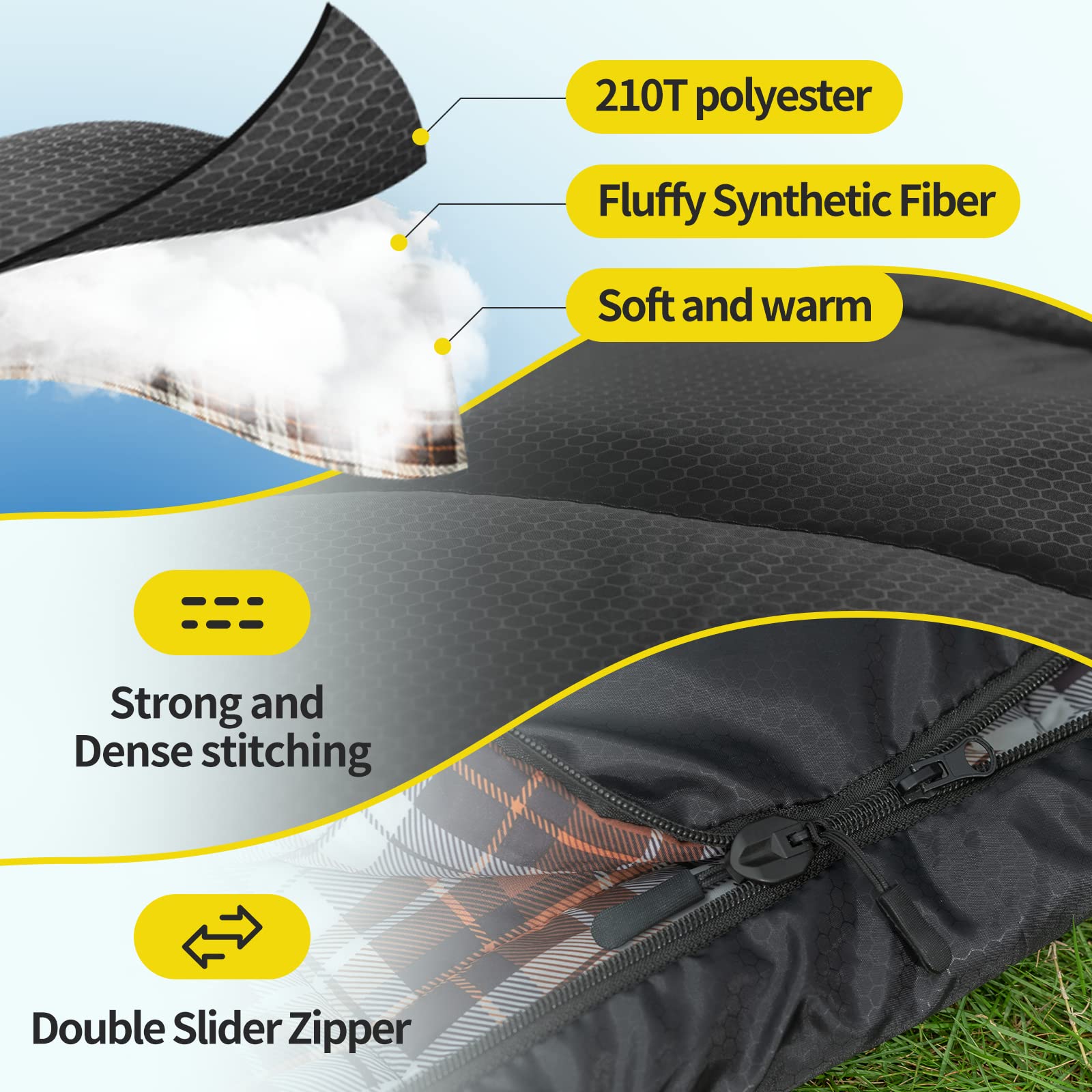 Bessport Sac de Couchage d'hiver Bessport pour Adultes, 3-4 Saisons, léger, Ultra-léger, Petit Volume, étanche, pour Trekking, Camping et Voyages