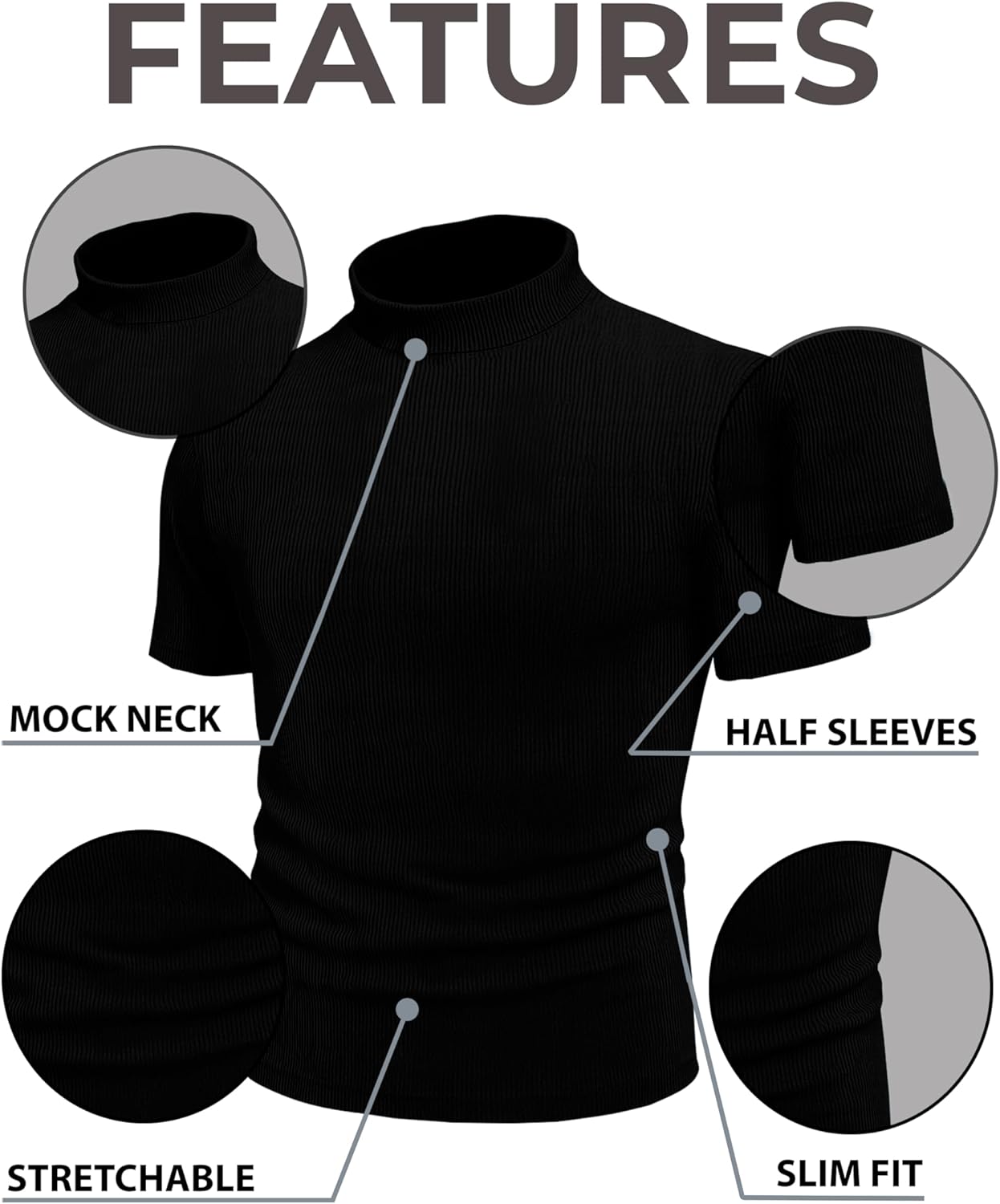 URBAN BUCK Turtleneck Men Long Sleeve Knitted Shirt - Ultra Soft Cotton Slim Fit Ribbed Turtle Neck Sweater for Men - Image 4