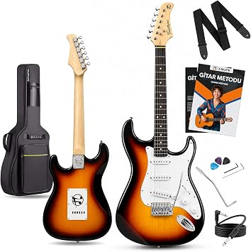 Fourtune Atlas EG-1000 G l Klavye Strat Kasa SSS Elektro Gitar Seti Sunburst