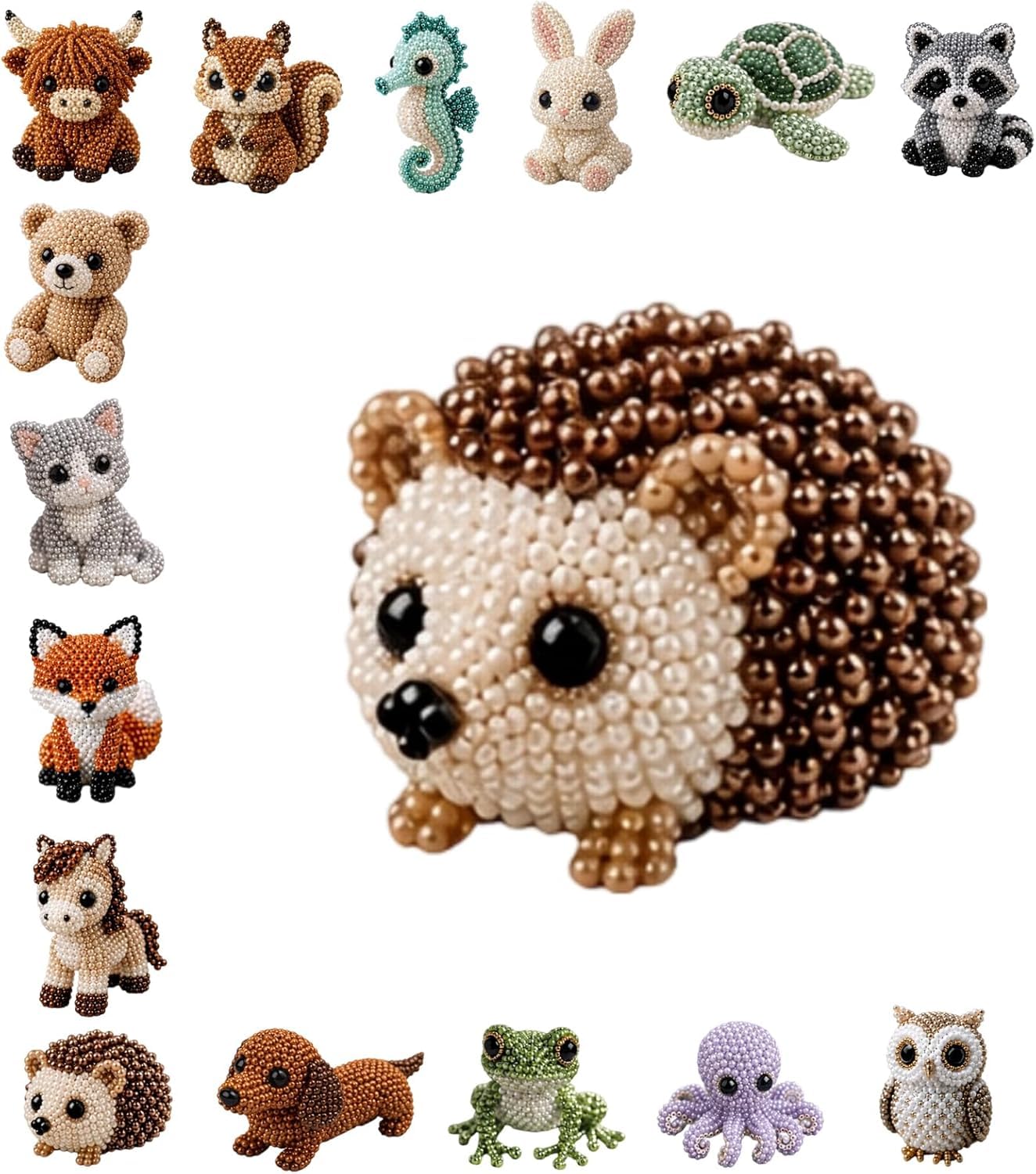 DIY Animal Beading Kit, Petite 3D Beaded Animal Craft Kit, Animals Craft Set with Colorful Beads and Instructions, Social Bonding for Beginners, DIYs Lover (#8)