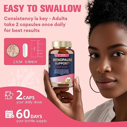Miniatura 8 de Totaria Suplementos completos de menopausia para mujeres, equilibrio hormonal 40 en 1 para aliviar el sudor nocturno, sofocos, con cohosh negro,