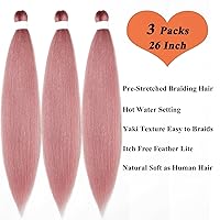 Vista 3 de Cabello para Trenzar Pre Estirado Kanekalo Oro Rosa Rosado Cabello para Trenzar Pre Estirado Extensiones de Cabello de Color para Trenzar Box Braids