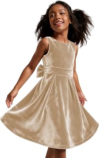 Velvet Flower Girl Dress Elegant Sleeveless Kids' Party Dresses with Bow Fall Winter Dress